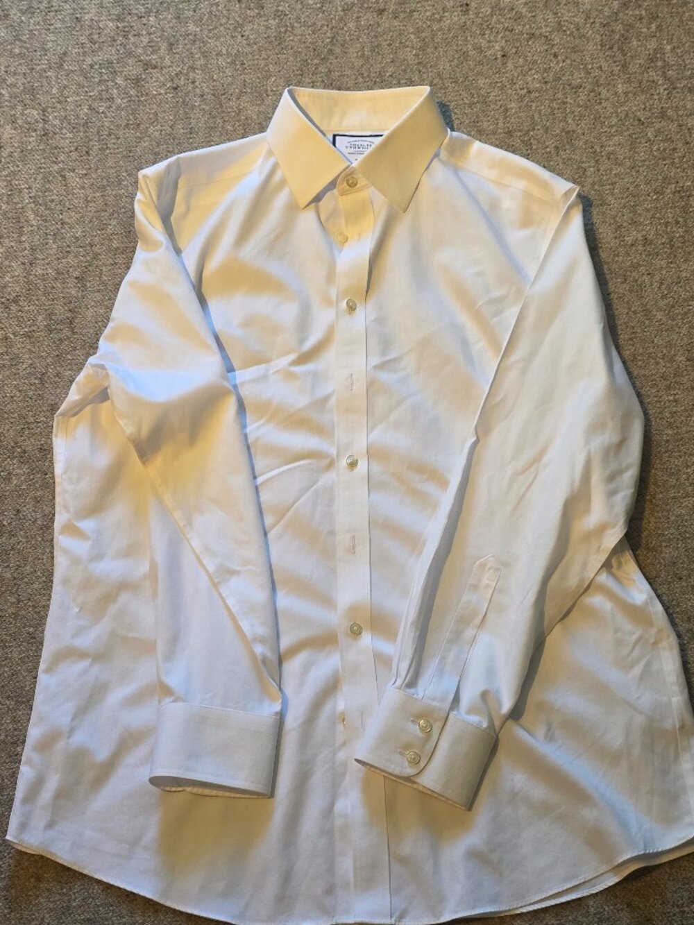 Charles Tyrwhitt White Men's Dress Shirt with Spread Collar